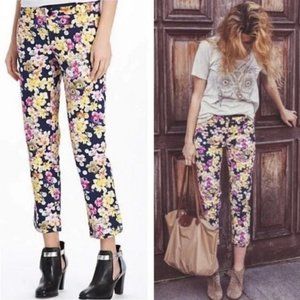ANTHROPOLOGIE‎ Cartonnier Floral Print Crop Ankle Pants Size 2